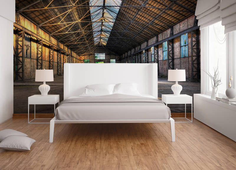             Verlaten industriële hal met 3D-effect - Grijs, Geel
        