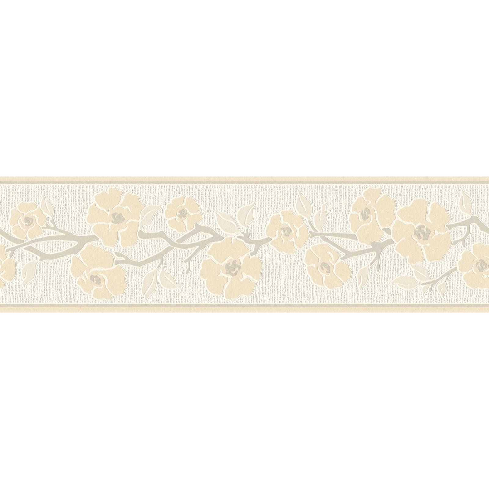         Blüten Bordüre selbstklebend mit Natur Design – Creme, Beige
    