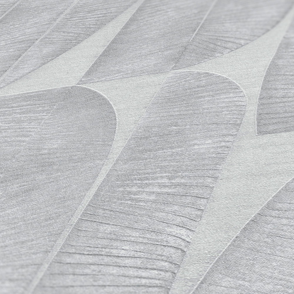 Tapete mit geometrischem Blattmuster – Grau