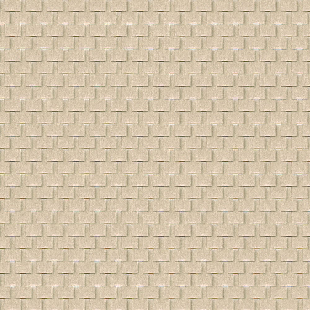             Gemusterte Tapete mit Facetten-Design und 3D-Effekt – Beige, Bronze
        