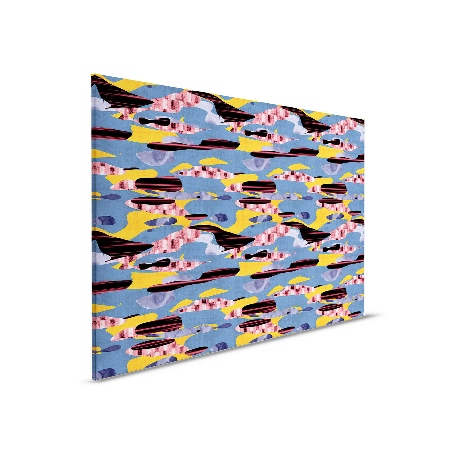         Zimbabwe 2 - Motif toile bleu & jaune, inspiré de l'Afrique - 0,90 m x 0,60 m
    