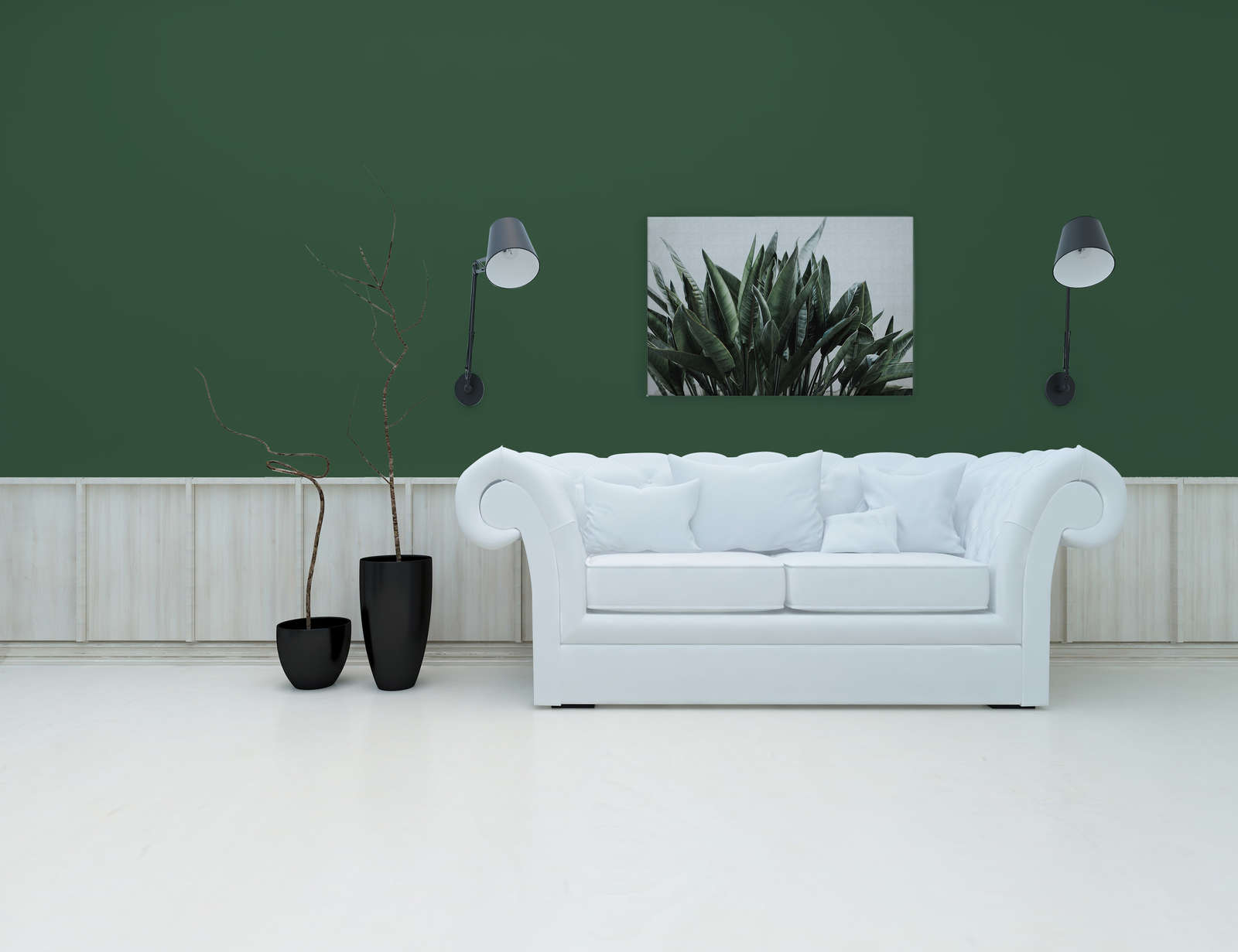             Urban jungle 2 - Palmenblätter Leinwandbild, naturleinen Struktur exotische Pflanzen – 0,90 m x 0,60 m
        