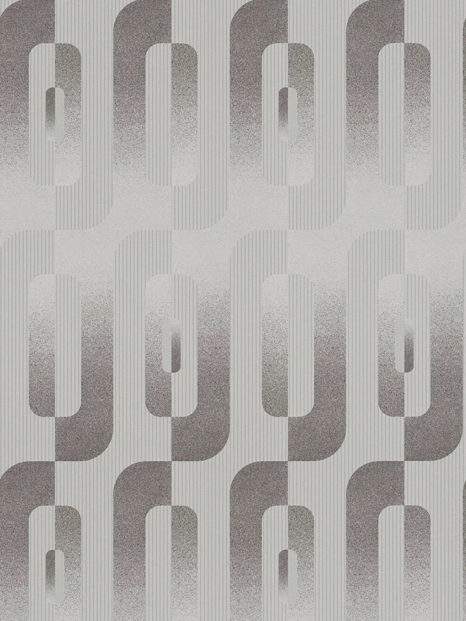 Graphic wallpaper with Reto pattern in grey and silver