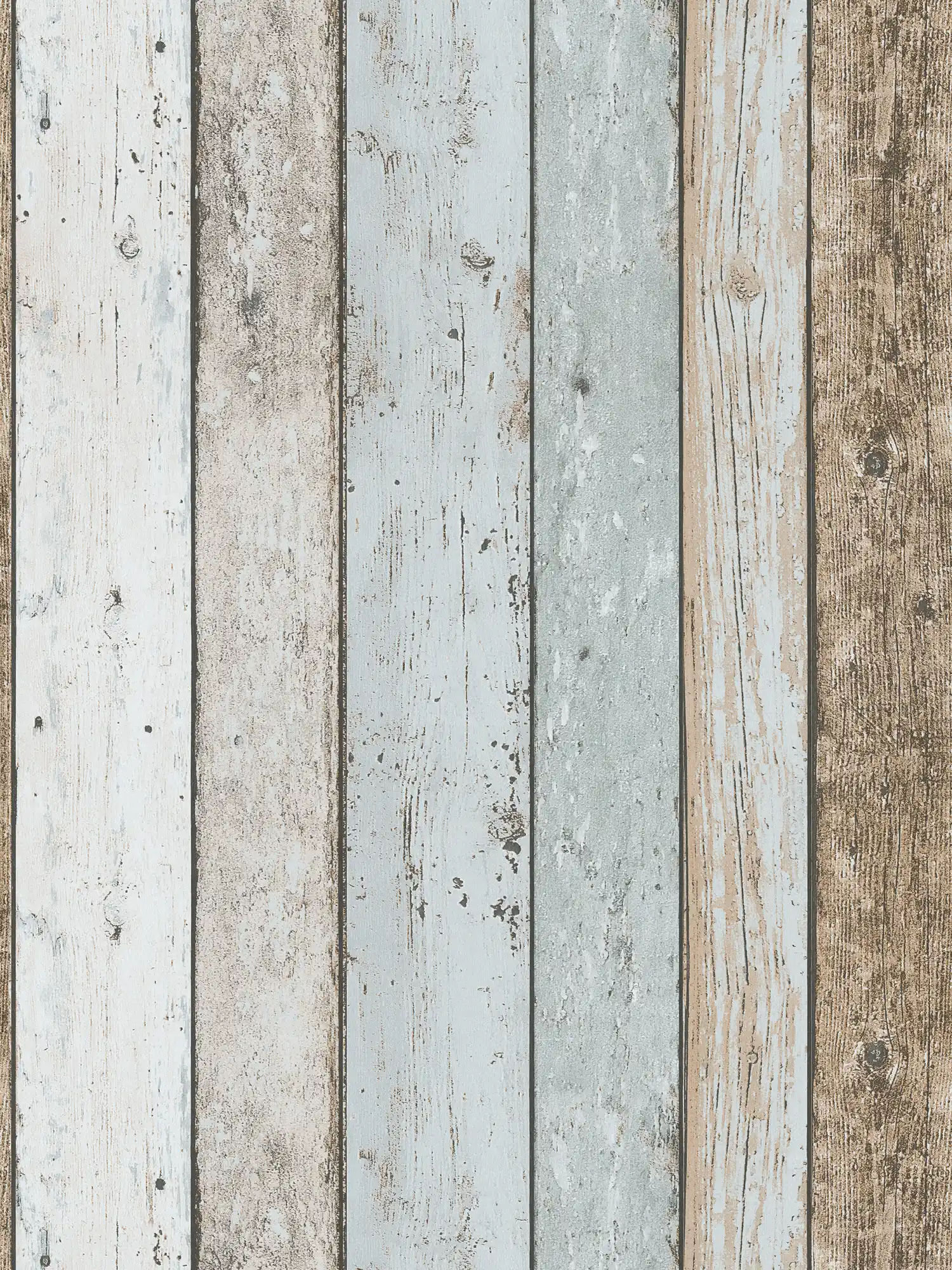         Wooden wallpaper shabby chic & boho style - blue, brown
    