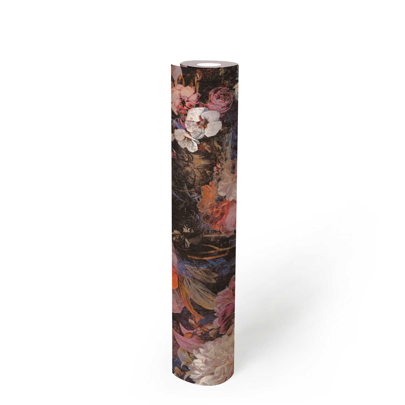             Tapete Blumendesign im Vintage Stil – Blau, Gelb
        