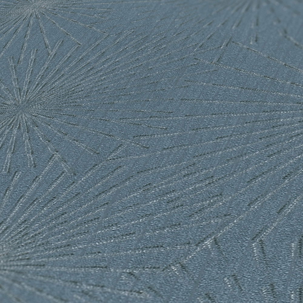             Tapete Retro Design Starburst – Blau, Metallic
        