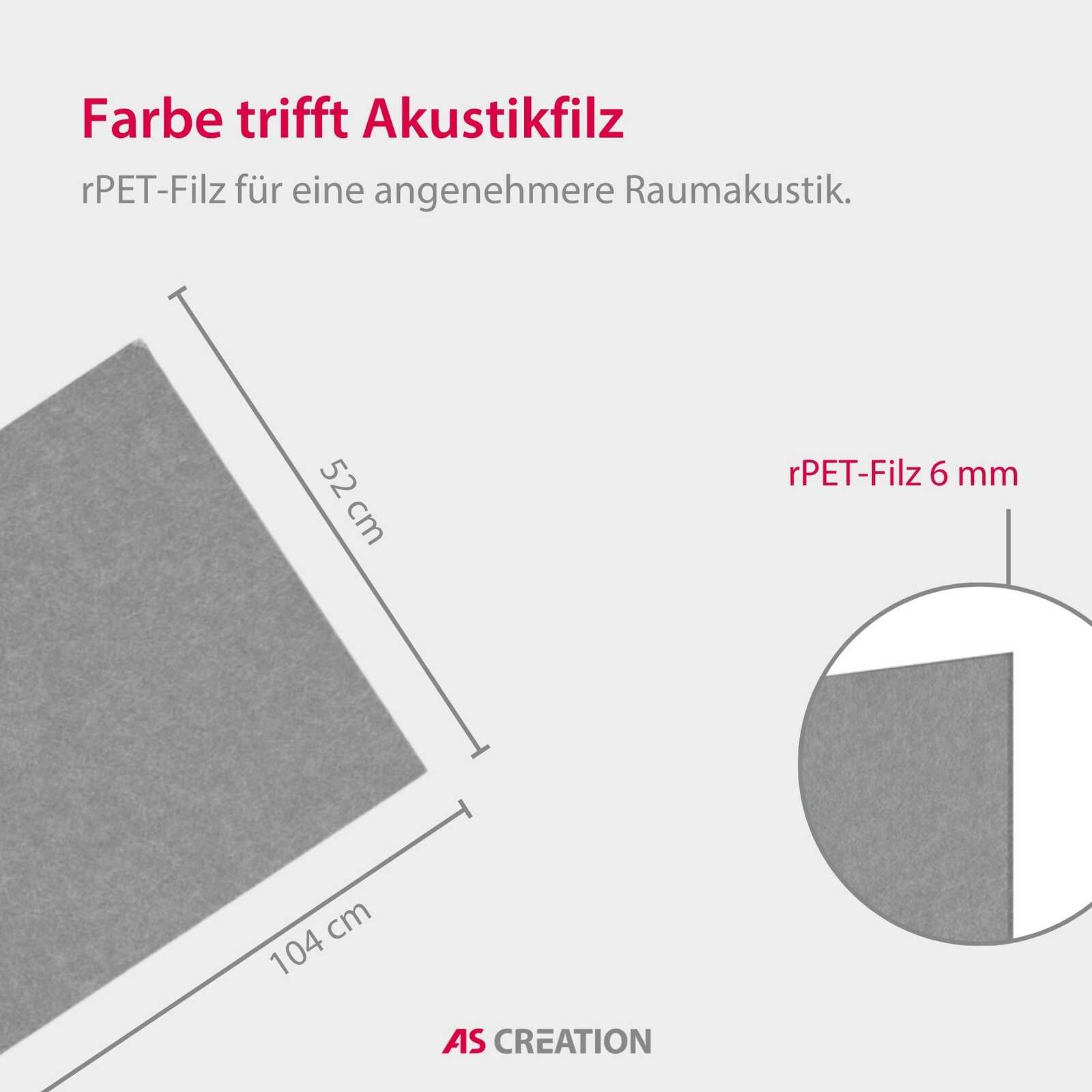 Akustikfilz, rPET-Filz, 6 mm, Raumakustik, Material grau