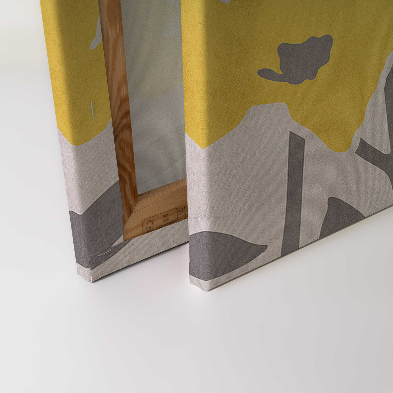             Flower Market 4 - Blumen Leinwandbild Gelb & Grau mit Putzoptik Effekt – 0,60 m x 0,80 m
        