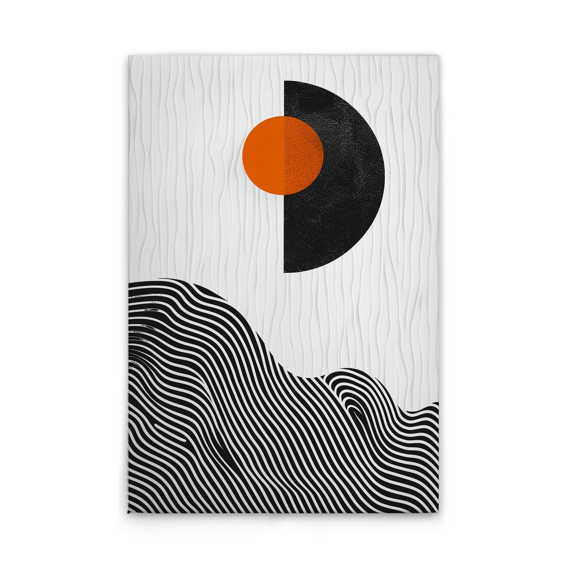 Leinwandbild Halbmond in Orange - Abstrakte Natur mit leuchtendem Akzent auf Leinwand – 30 x 45 cm - Schwarz, Grau