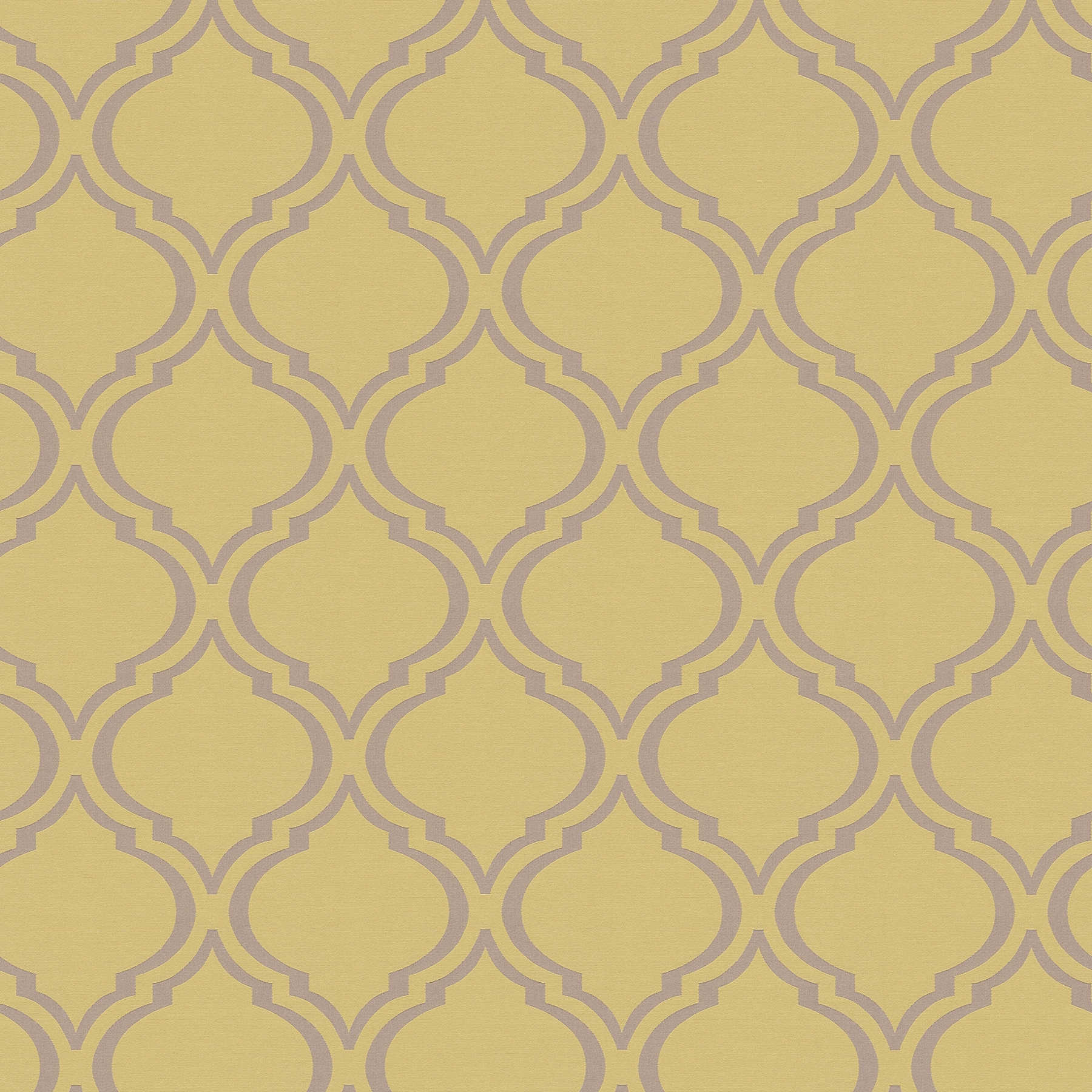 Retrotapete mit glänzenden Art Deco Muster – Gelb, Grün, Grau