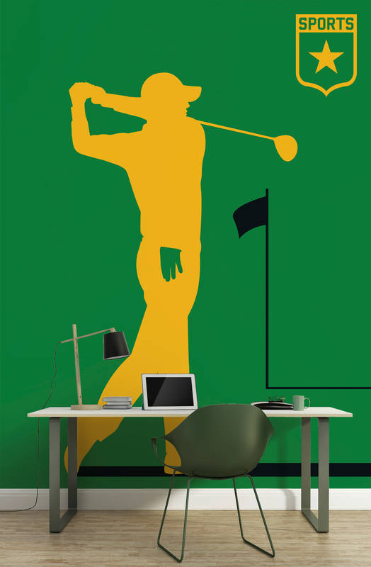 golf, Golfer-Silhouette, grüne Wand, Schreibtisch, Sport-Emblem