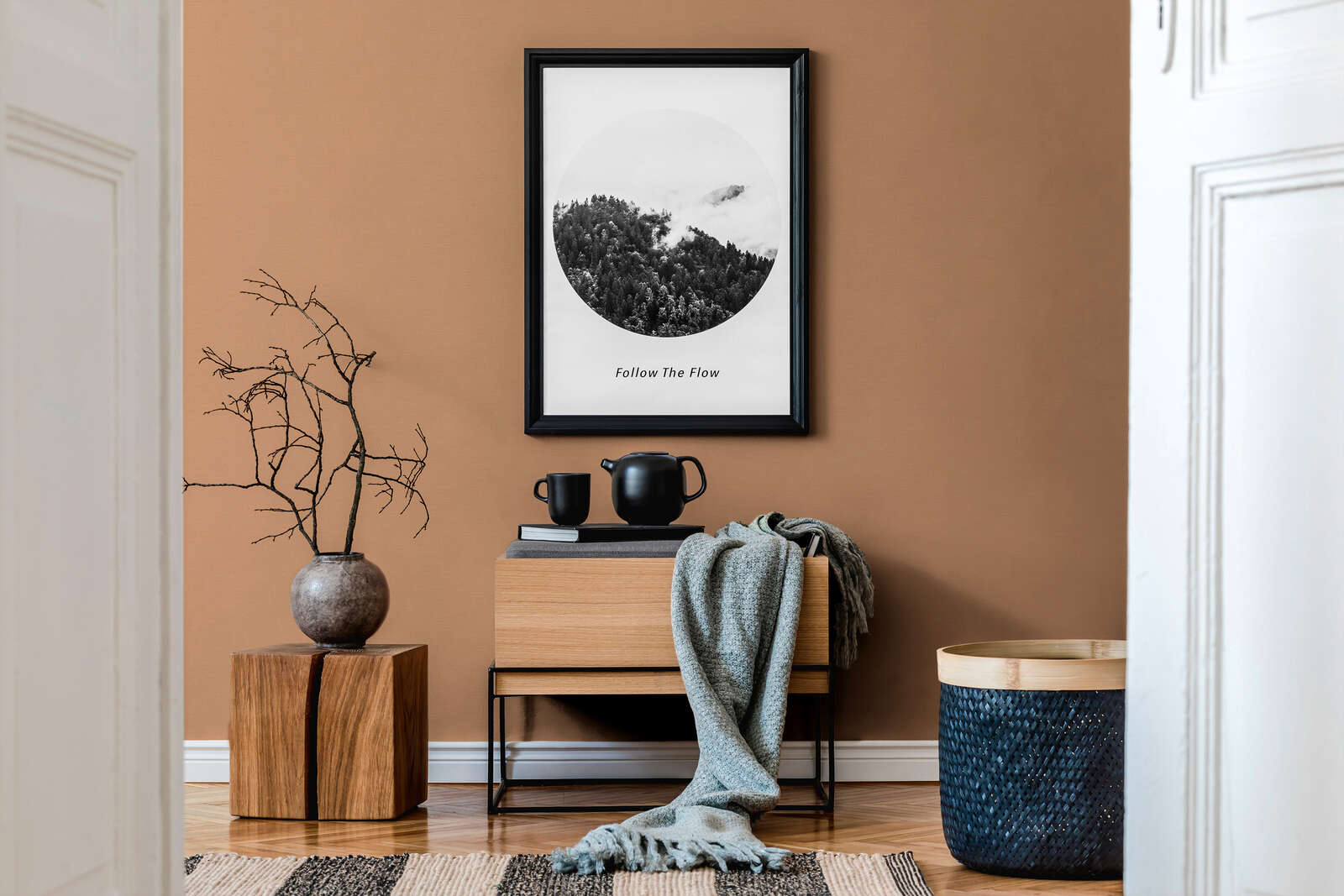 home decor, wandkunst, rahmen, monochrom, tee-Set