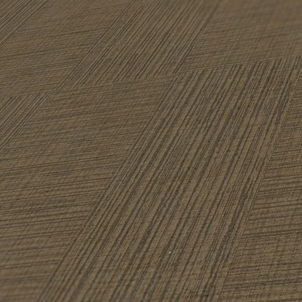             Tapete Meliert mit Rechteck Muster im Retro Stil – Braun
        