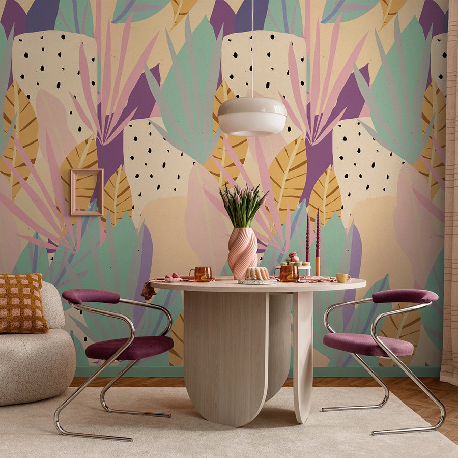 Esstisch, Runde Tisch, Holztisch, Pastellfarben, Dekoration