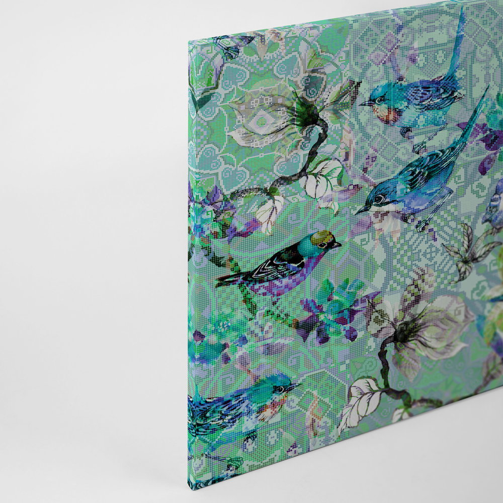Vogel Leinwandbild mit Mosaik Muster | mosaic birds 3 – 0,90 m x 0,60 m