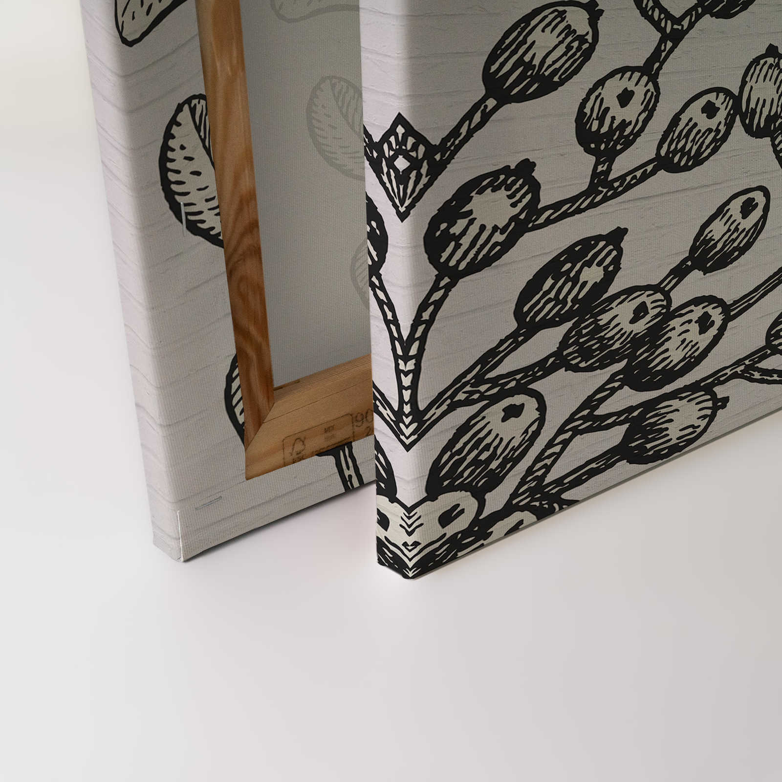             Schwarz-Weißes Leinwandbild mit Naturmotiv im Comic-Look – 0,90 m x 0,60 m
        