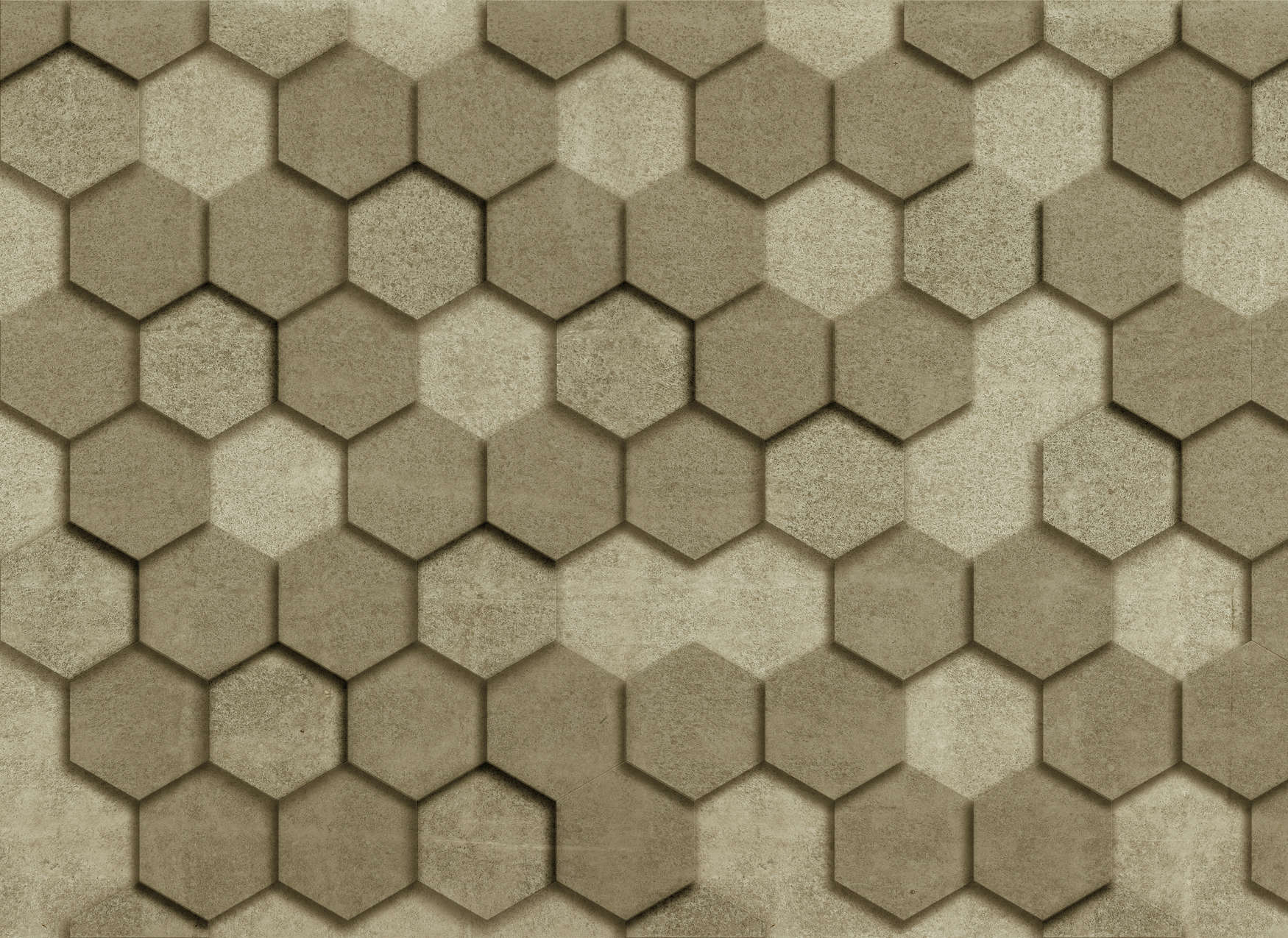 Hexagonfliesen, Fliesenmuster, Mosaik, Betonstruktur, neutrales Braun