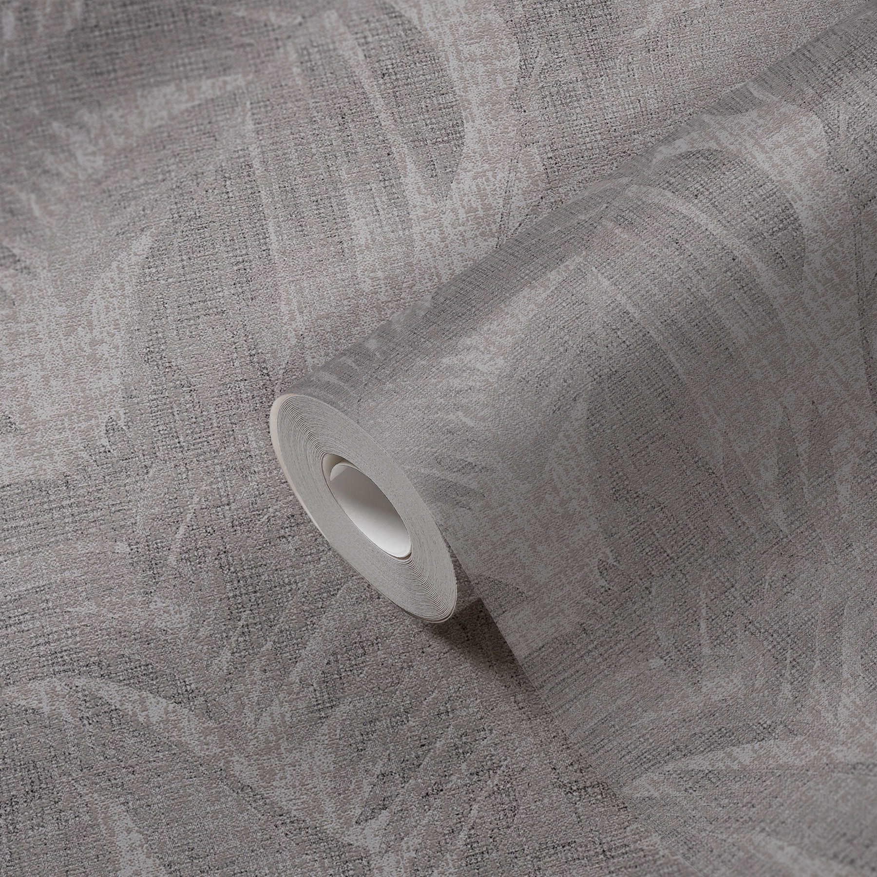 Boho Dschungel-Tapete mit Leinen Optik – Braun, Grau, Beige