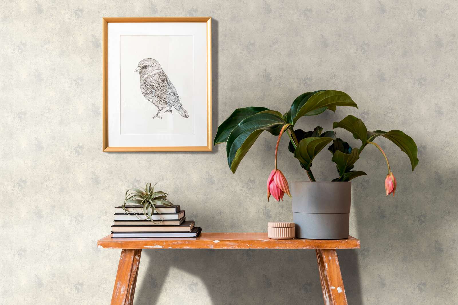             Cremeweiße Tapete mit Strukturdesign – Creme, Metallic
        