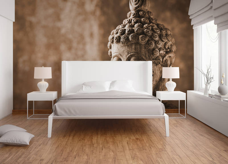             Photo wallpaper Asian Stone Sculpture - Brown, Grey
        