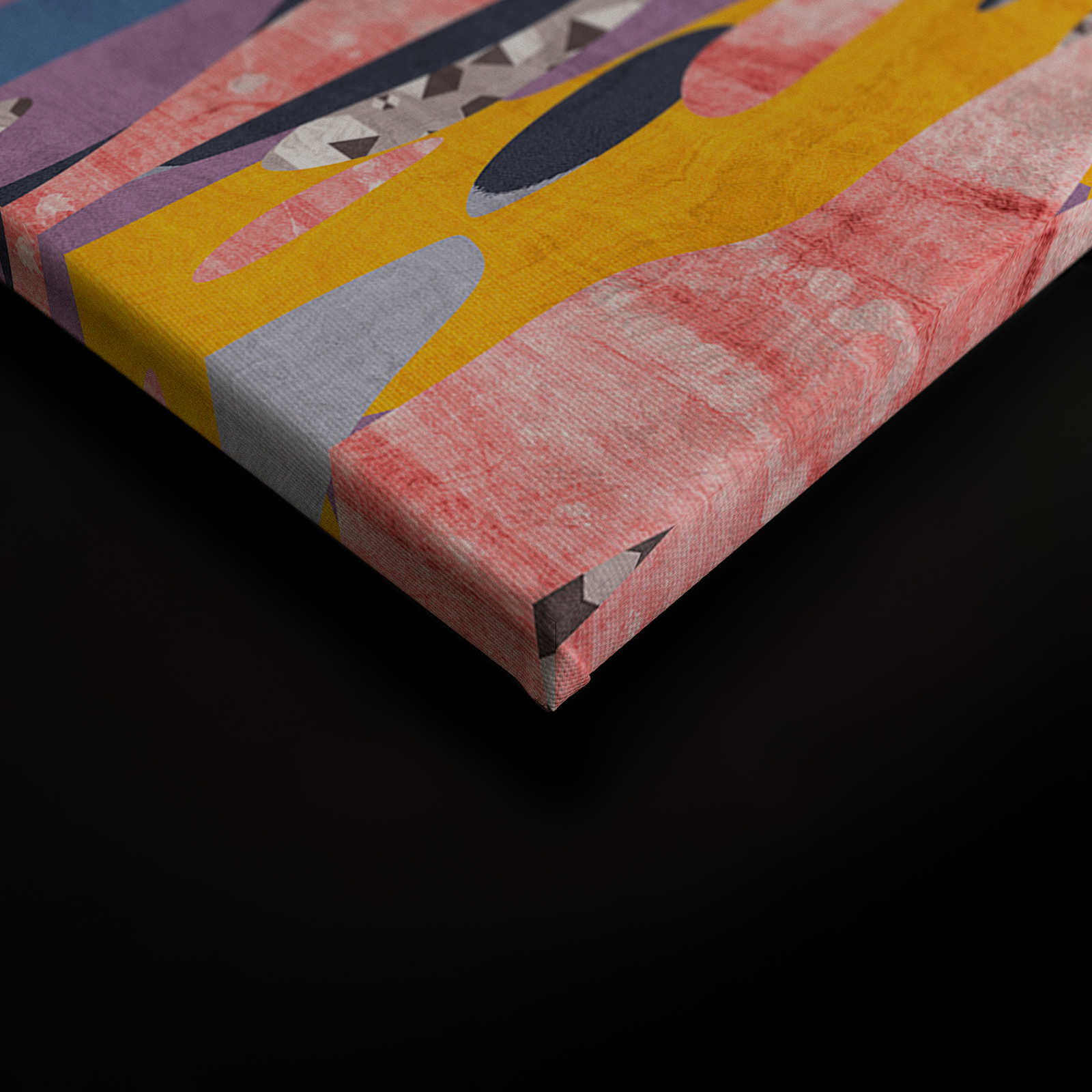 Zimbabwe 3 - Muster Leinwandbild Lila &amp; Gelb, Afrika inspiriert – 0,90 m x 0,60 m