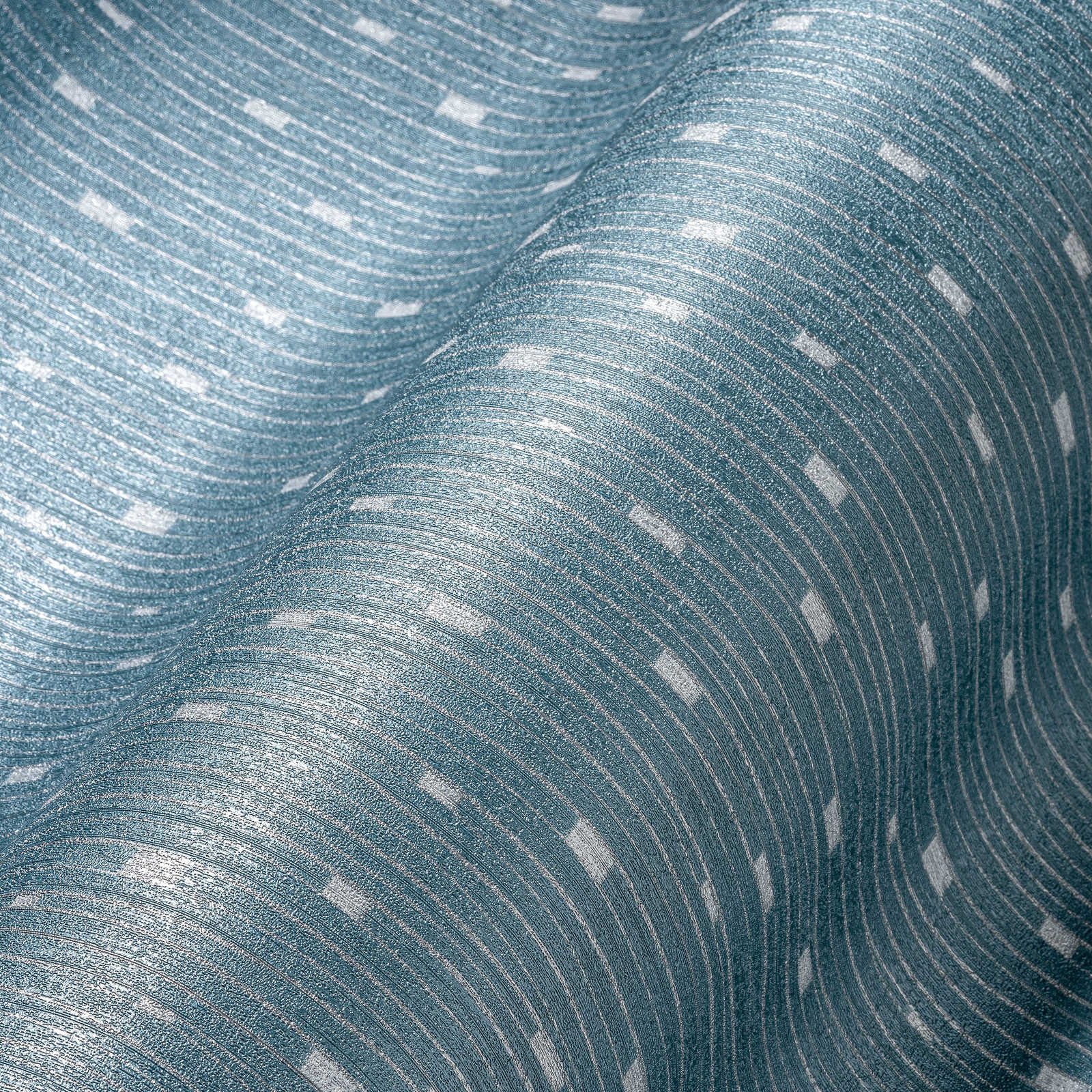             Tapete 50er Jahre Retro Design – Blau, Metallic
        