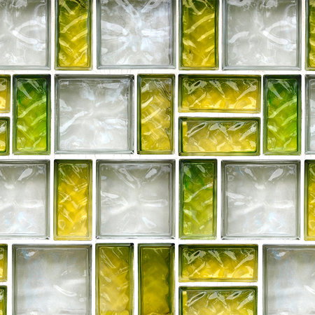 glas Mosaik, Fliesen Muster, gefärbtes Glas, grün gelb, quadratische Fliesen