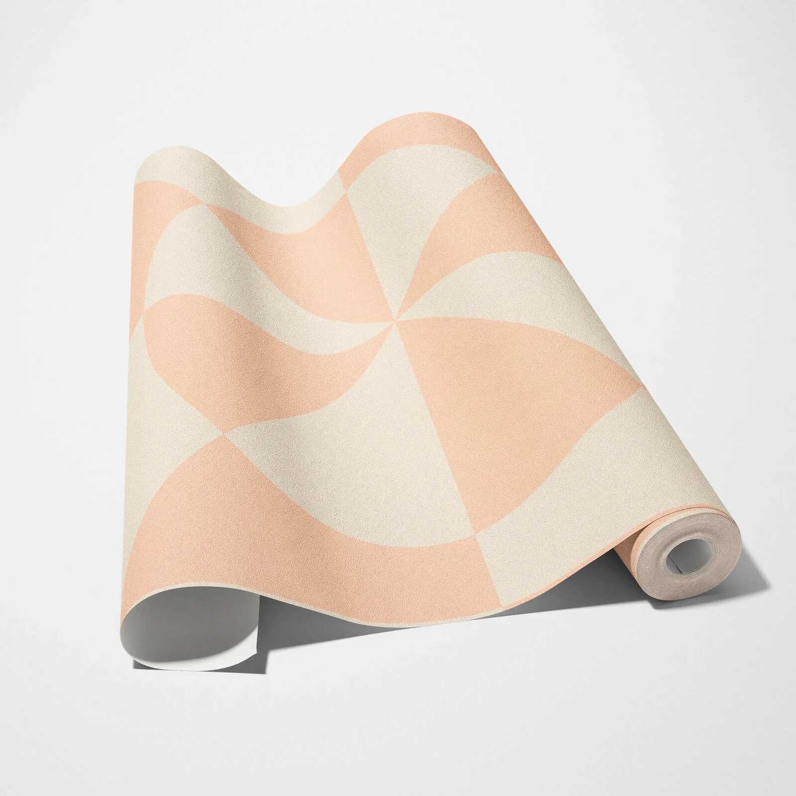             Grafische Vliestapete mit Dreiecken und Kreisen – Creme, Rosa
        