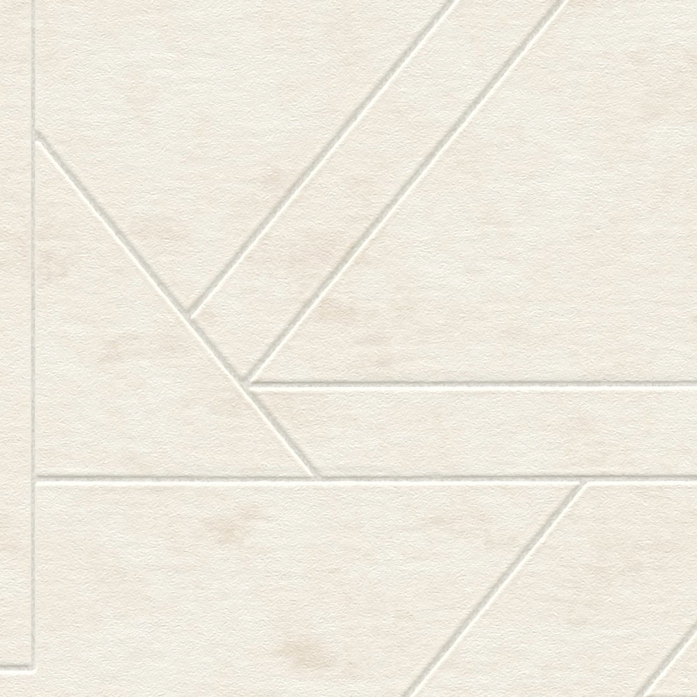             Vliestapete mit grafischen Linienmuster – Creme, Weiß, Silber
        