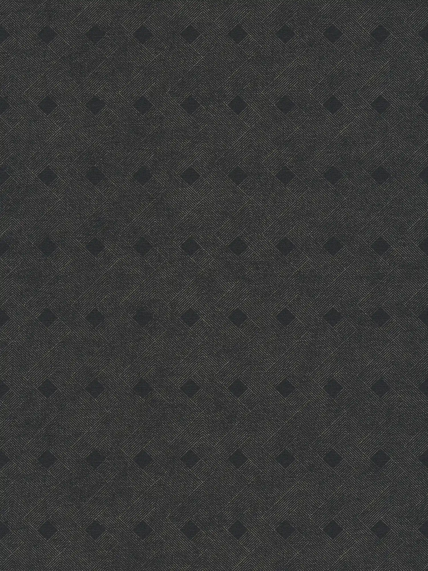         Zwart behang met gouden patroon lijnen & diamanten - metallic, zwart
    