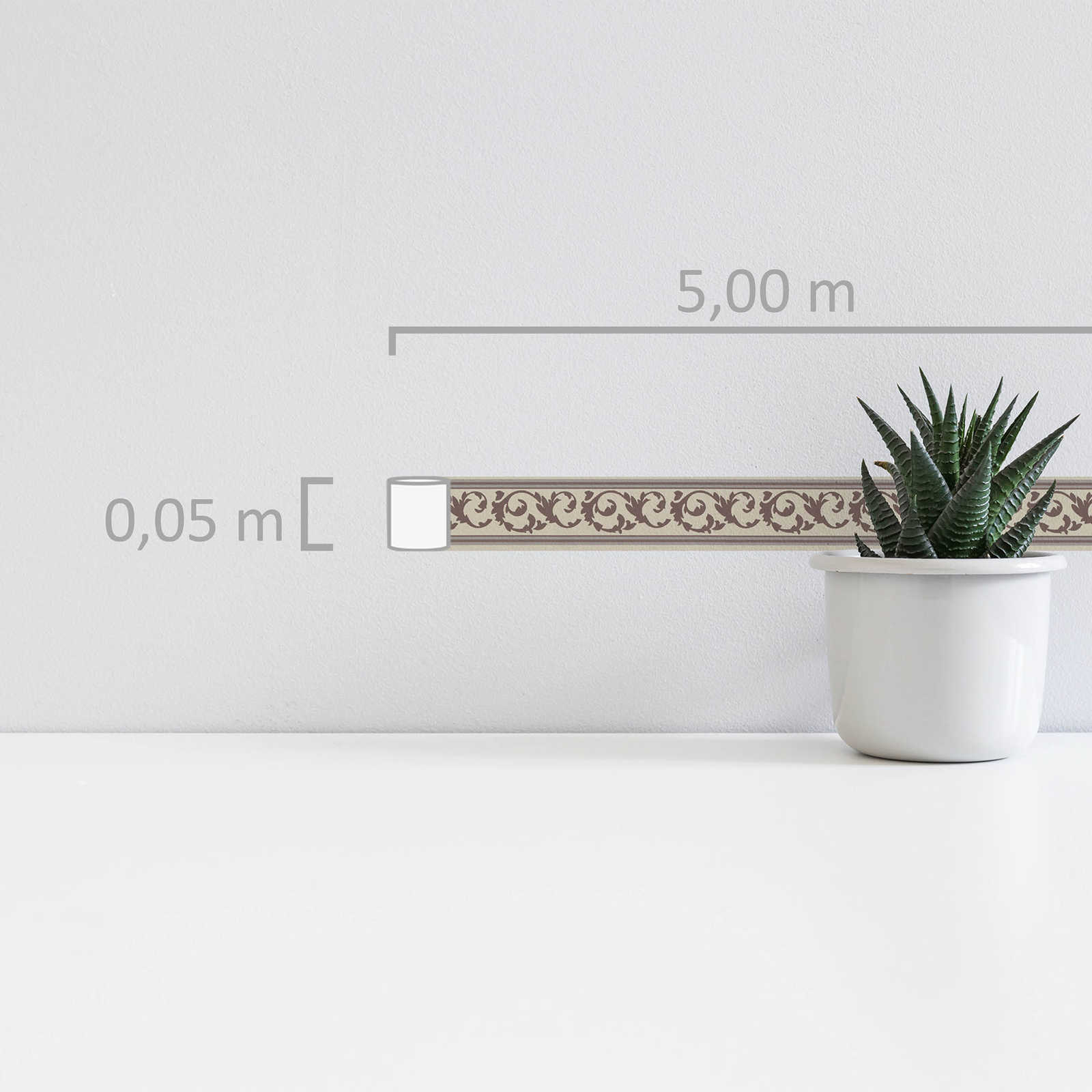             Rand met natuurlijk rankenpatroon - Bruin, Beige
        