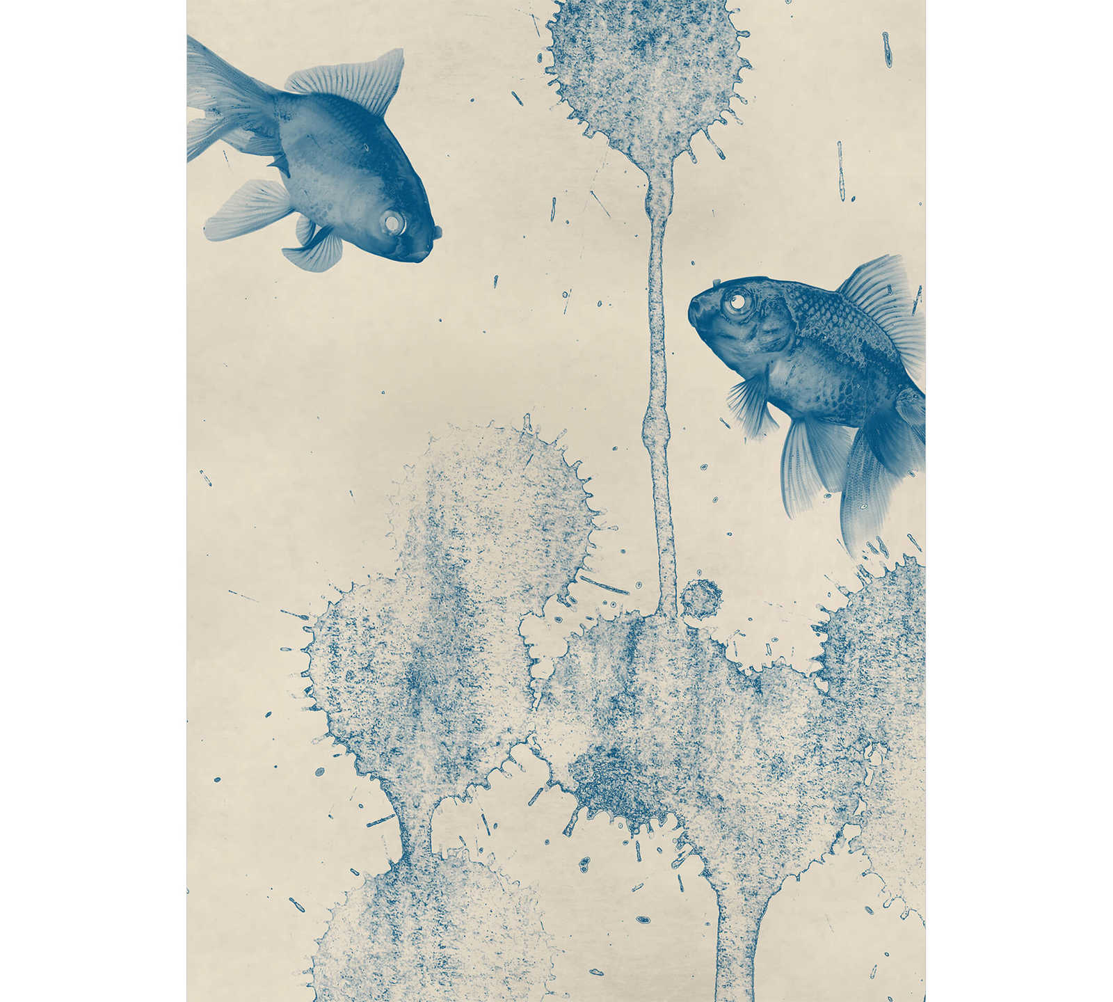         Papier peint étroit poissons bleus - beige, bleu
    