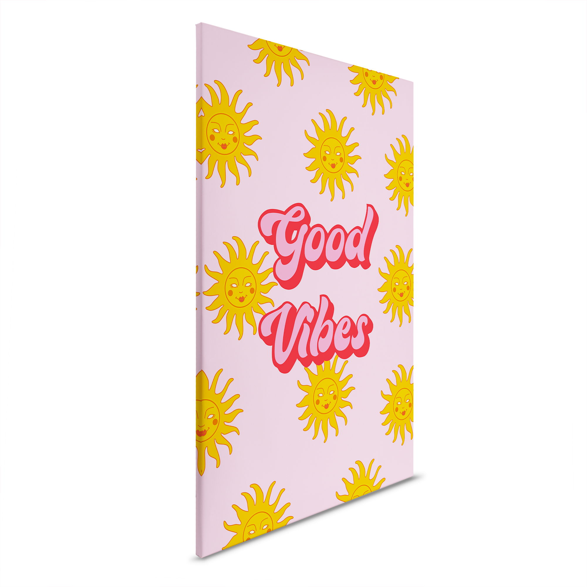         Tableau toile Good Vibes - Toile colorée avec message positif - 30 x 45 cm - Rose, Pink
    