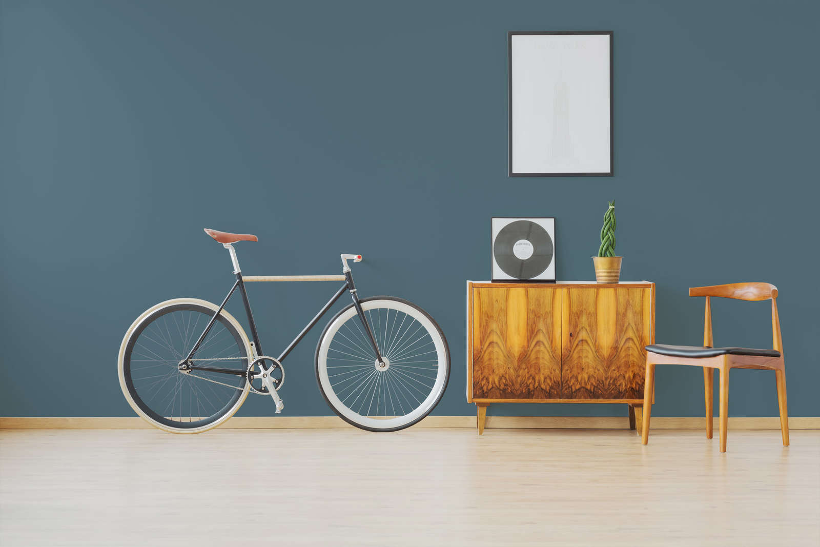 Fahrrad, Einrad, Holzschrank, Dekoration, Charakter