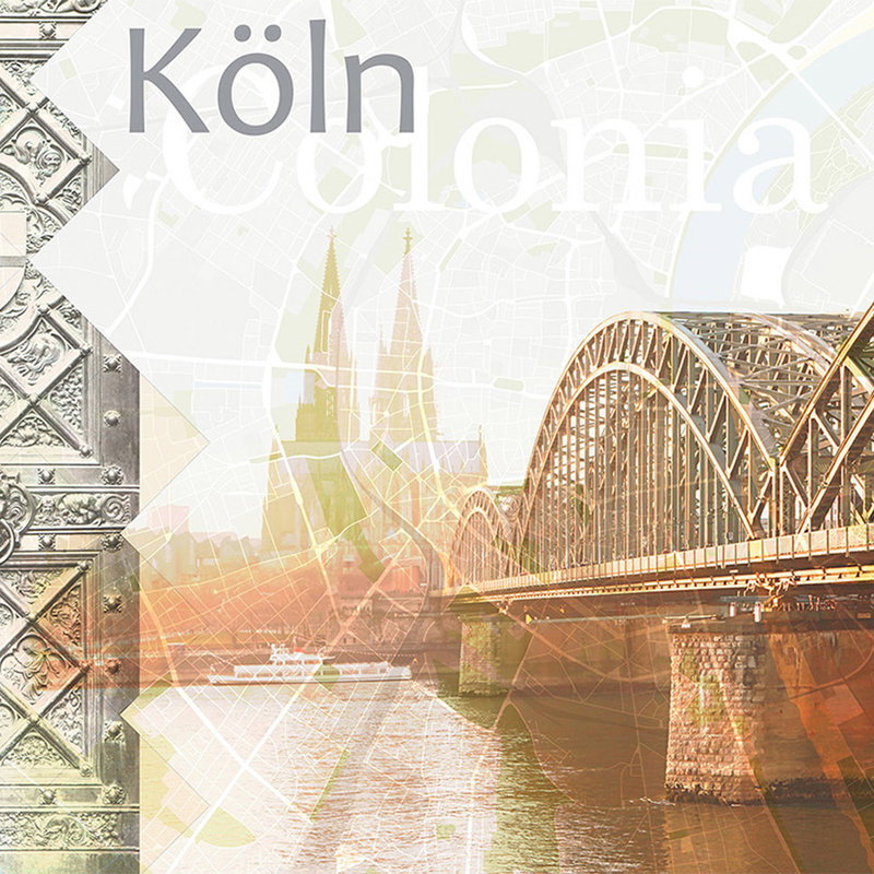 Köln, Brücke, Fluss, Stadtkarte, Design