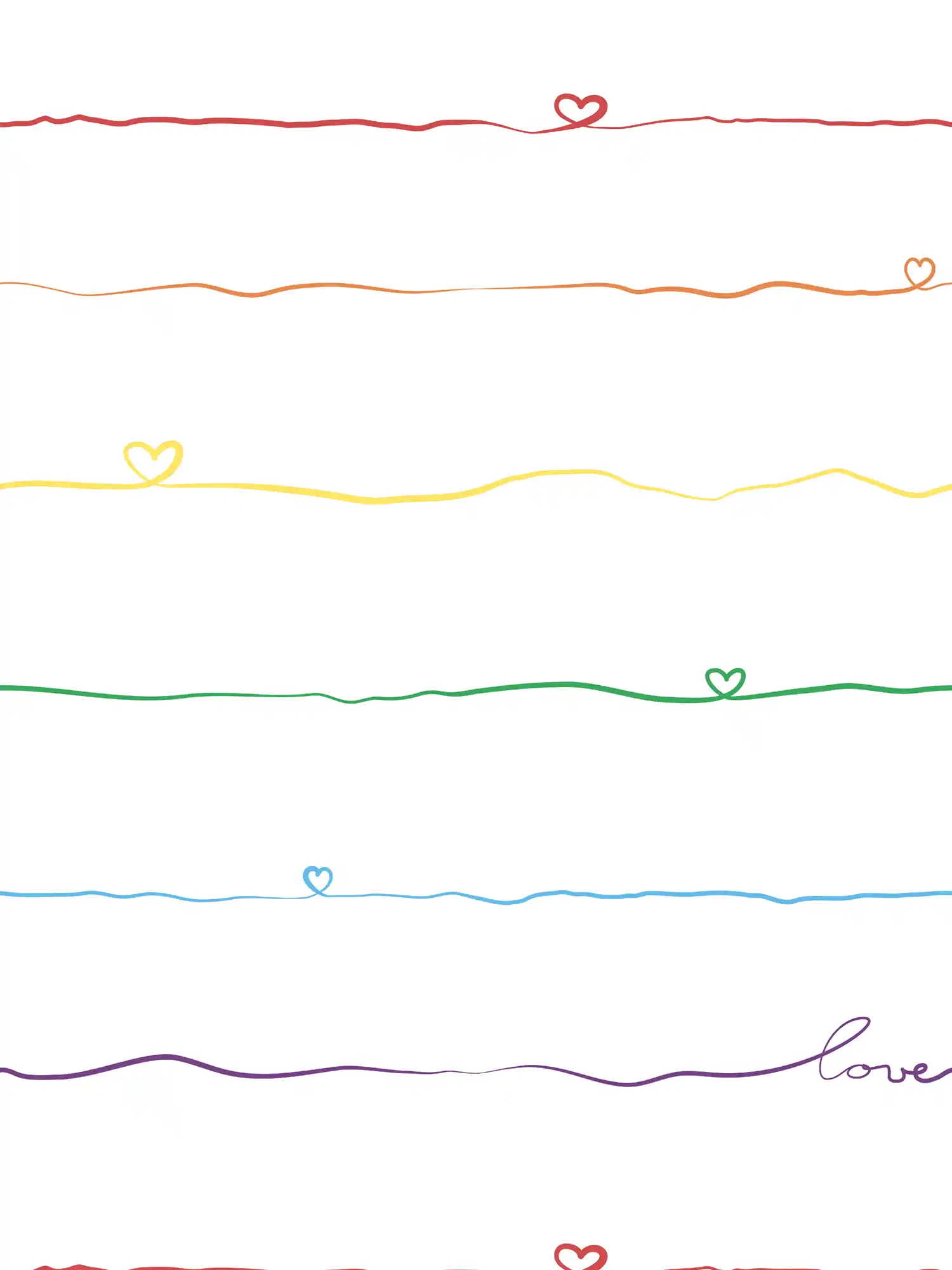         Striped nursery wallpaper with heart - colourful, white, red
    