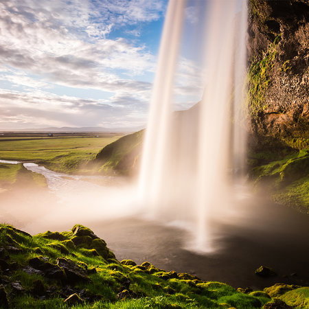 wasserfall, kaskade, natur, grün, felsen