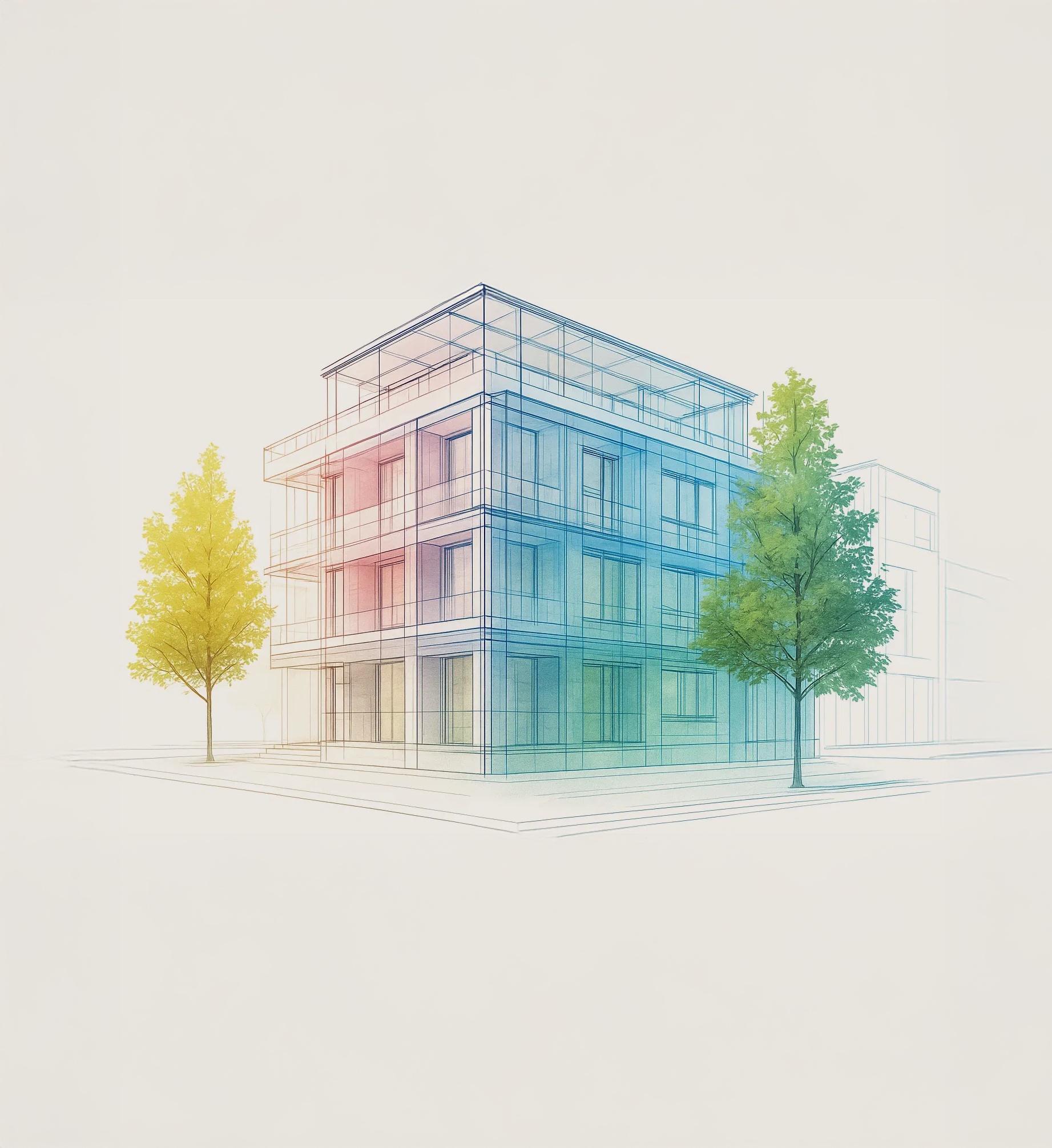 Gebäude, Bürogebäude, Kunst, Stadt, Zeichnen