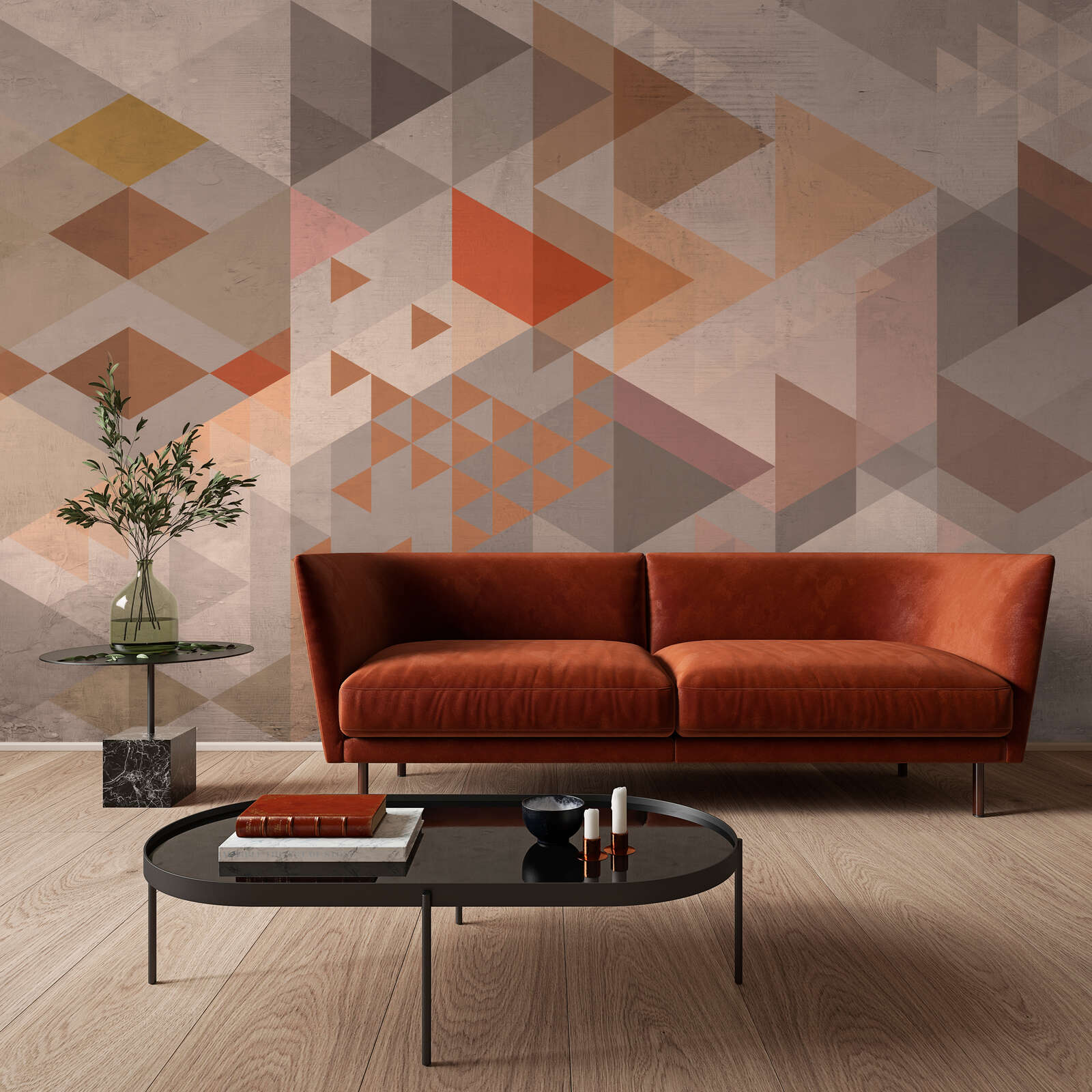 Sofa, Leder, Orange, Samt, Wohnzimmer