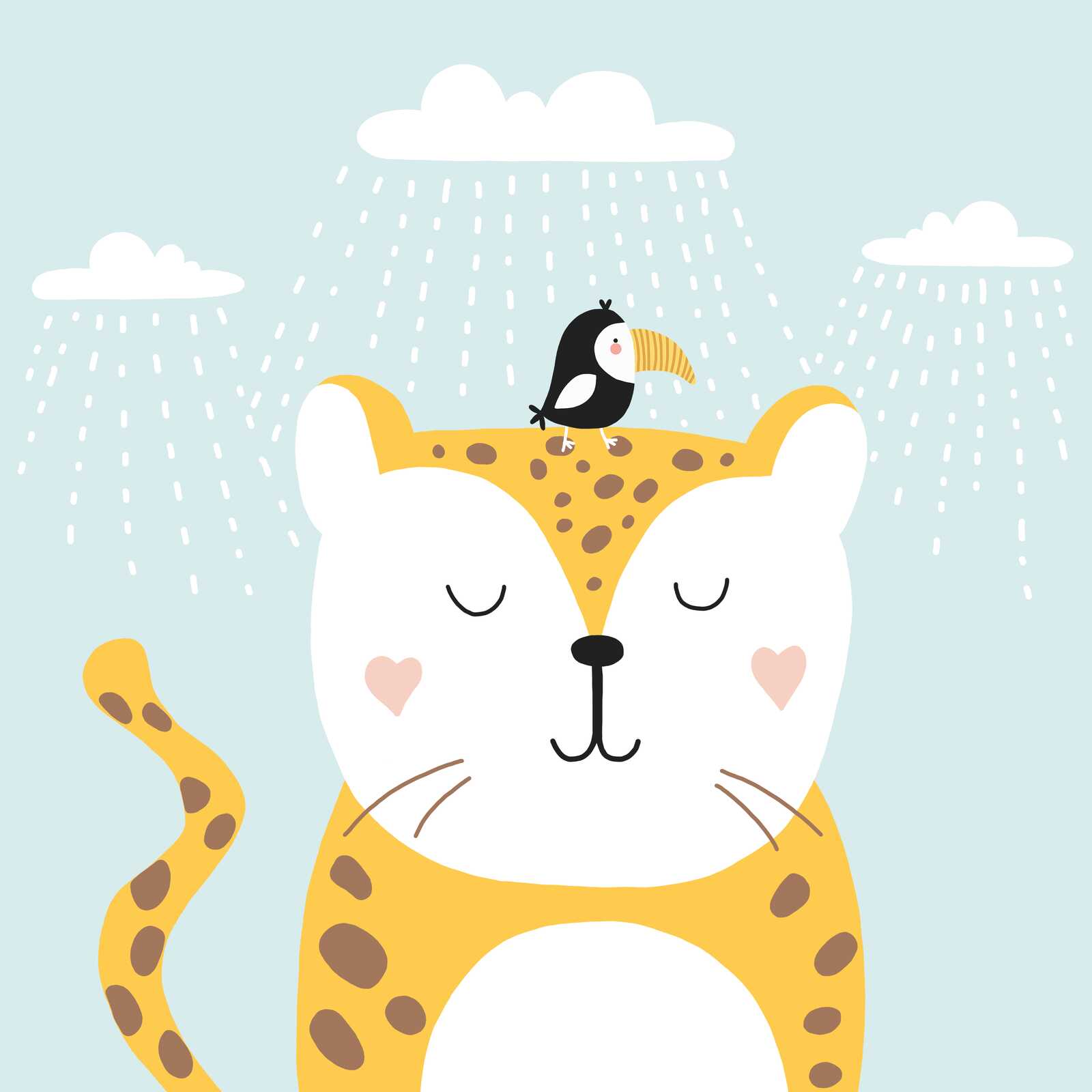             Fröhlicher Gepard - Tierisches Leinwandbild für das Kinderzimmer – 30 x 30 cm - Blau, Gelb
        