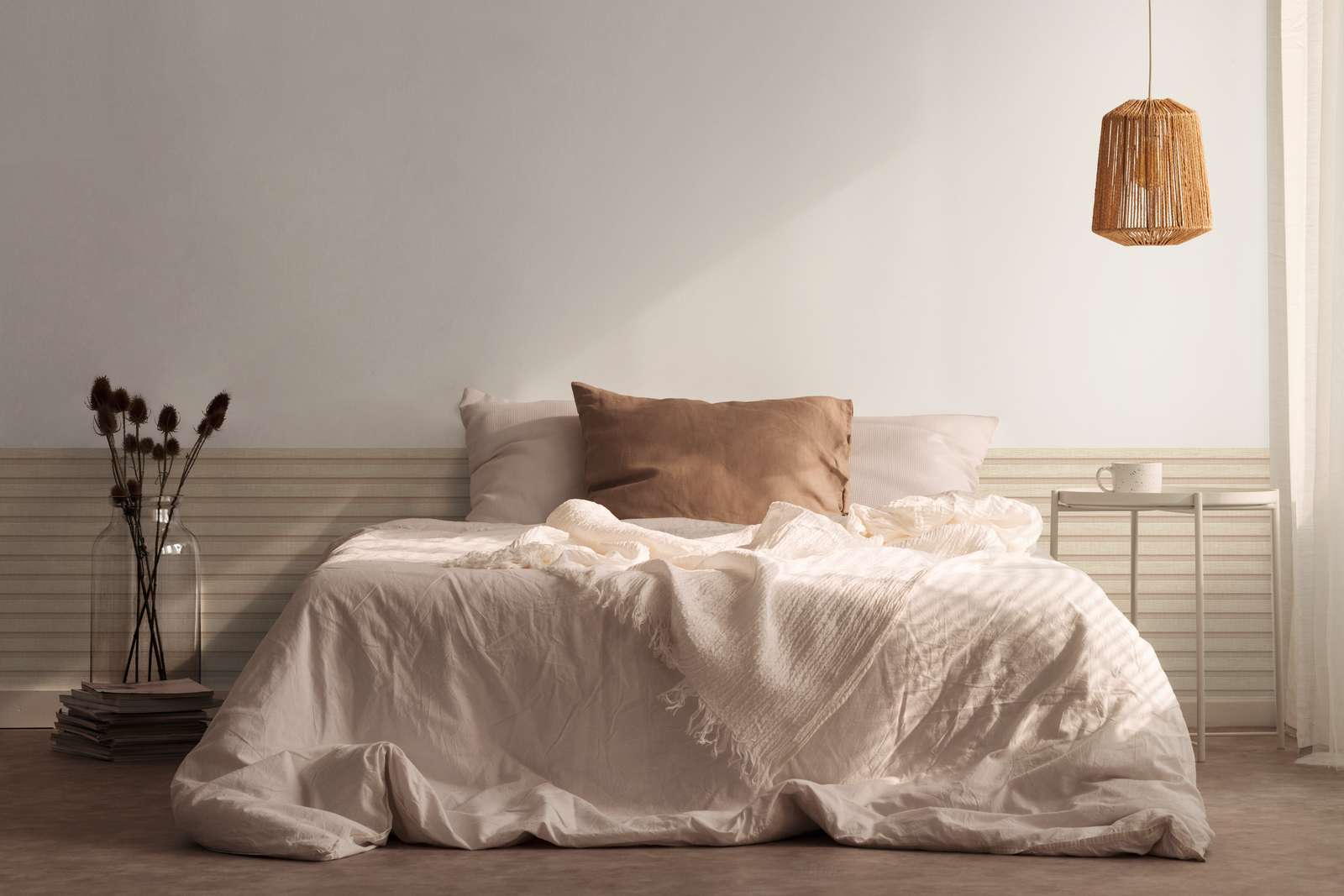             Vliestapete mit Holzoptik Akustikpaneel-Look – Creme, Beige
        