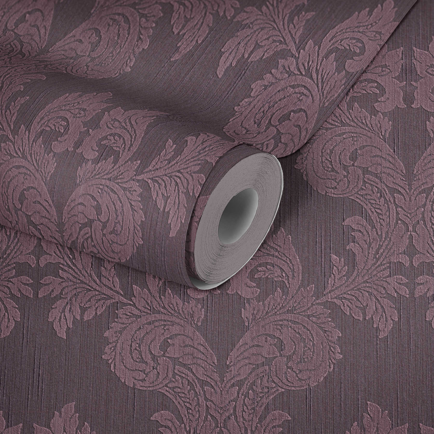             Tapete mit floralem Ornament Muster & Struktureffekt – Lila
        