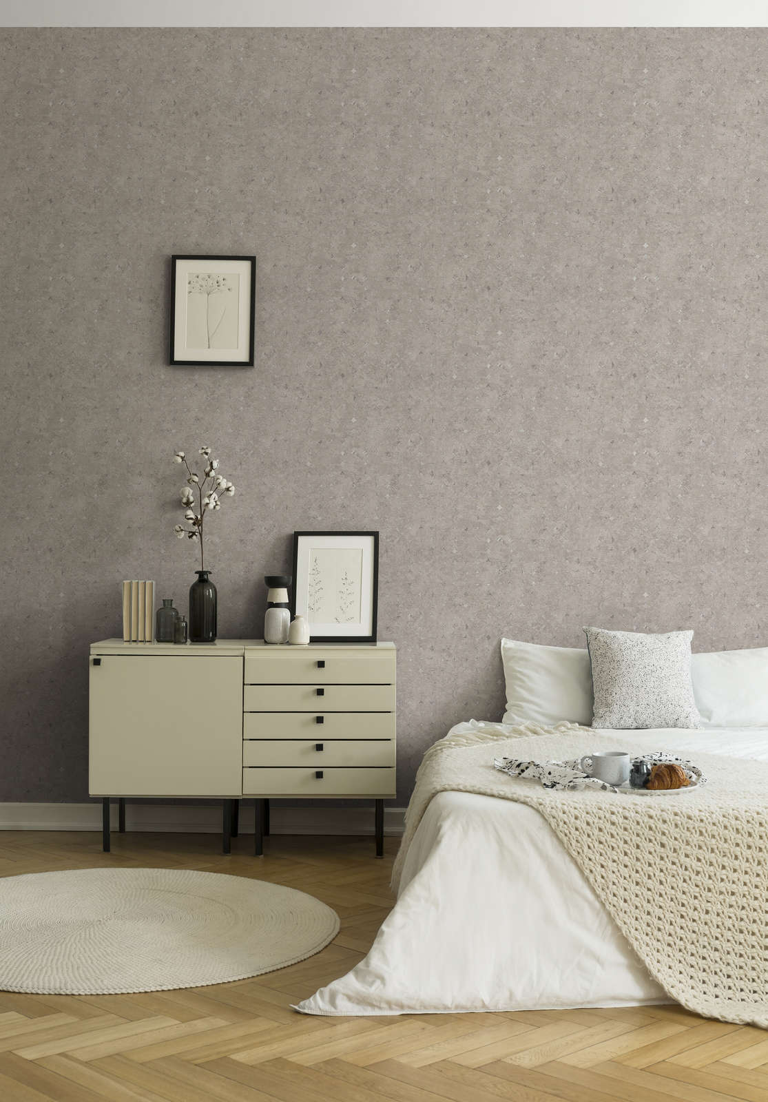             Tapete mit geometrischen Formen leicht glänzend – Beige, Braun
        