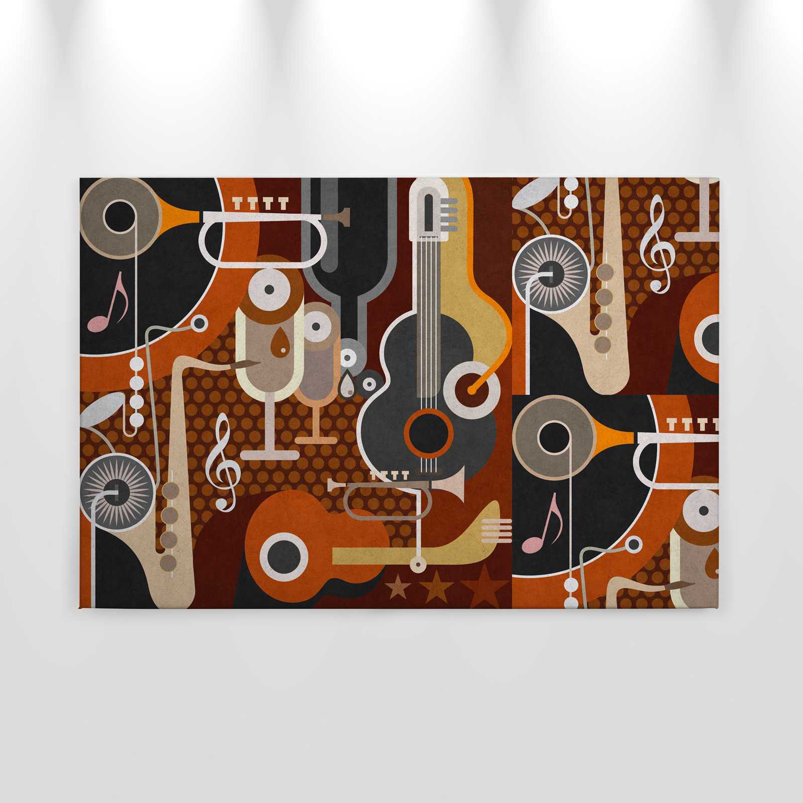             Wall of sound 1 - Leinwandbild in Beton Struktur, abstrakte Musikinstrumente – 0,90 m x 0,60 m
        