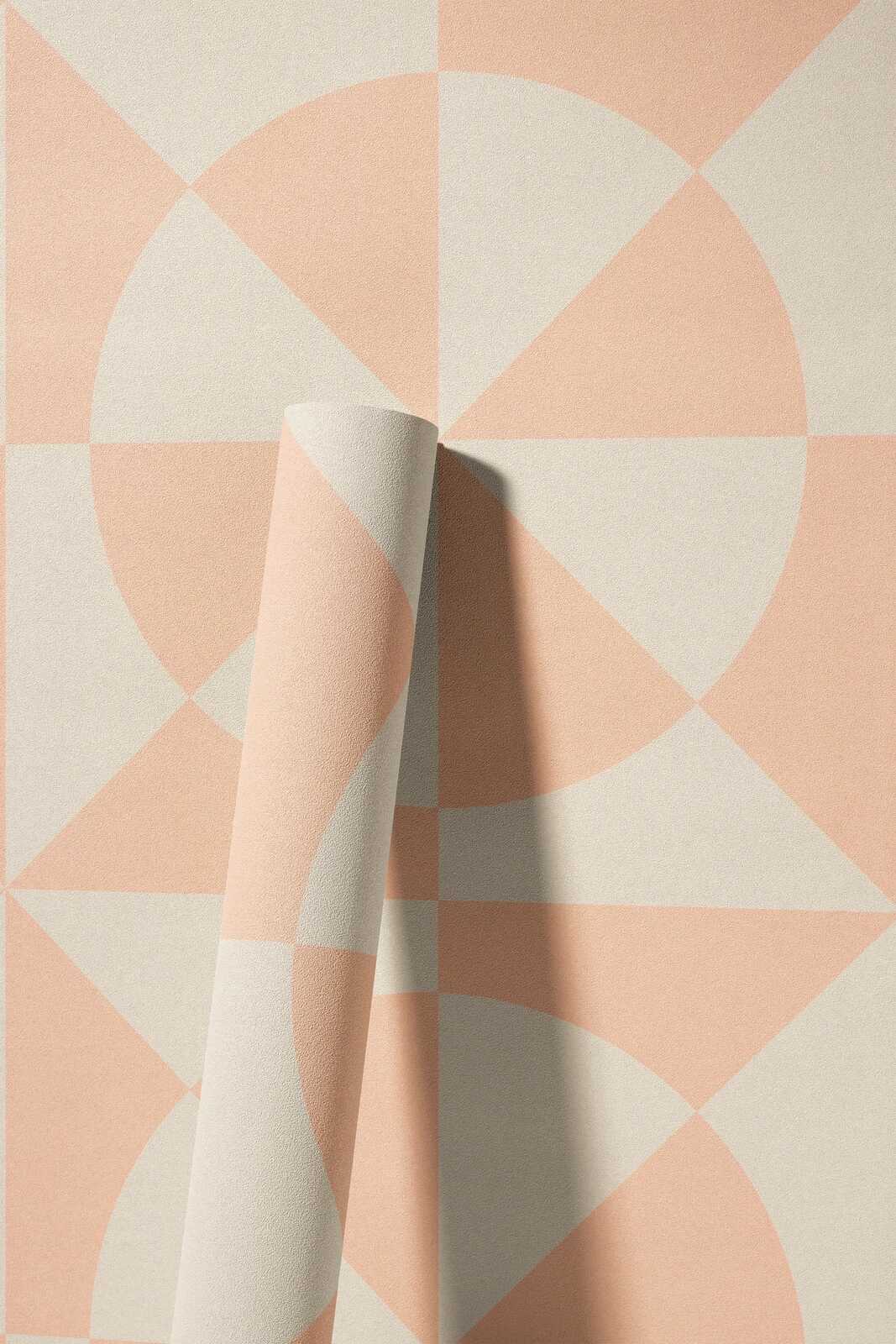             Grafische Vliestapete mit Dreiecken und Kreisen – Creme, Rosa
        