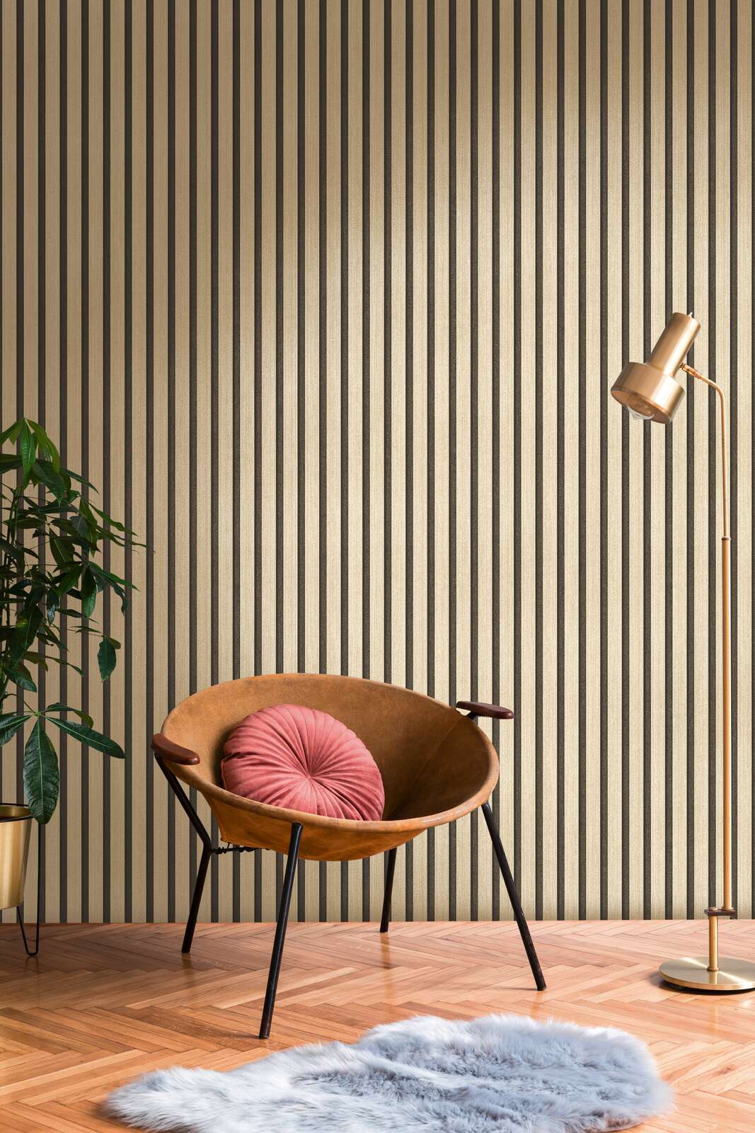 Drinnen, Innenarchitektur, Lampe, Holzpaneele, Pflanze