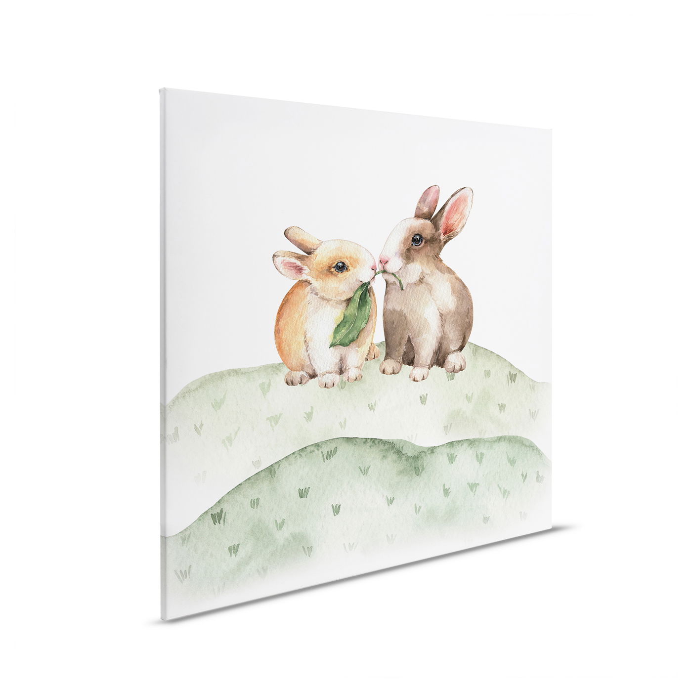         Leinwandbild Kaninchen - Niedliches Hasenmotiv für Kinderzimmer – 30 x 30 cm - Braun, Grau
    