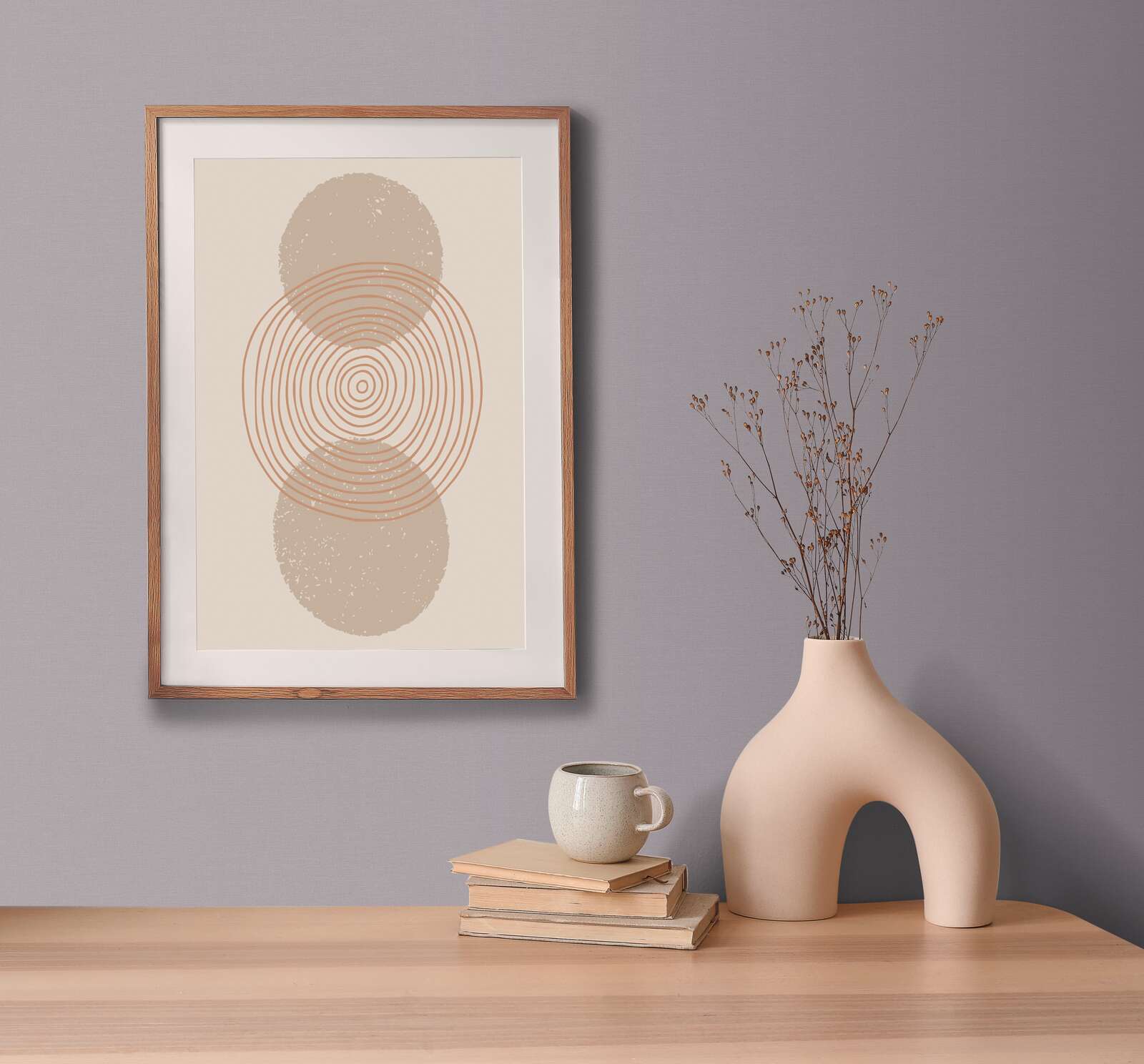 Wandbild, Druck, Runde Muster, Rahmen, Minimalistisch