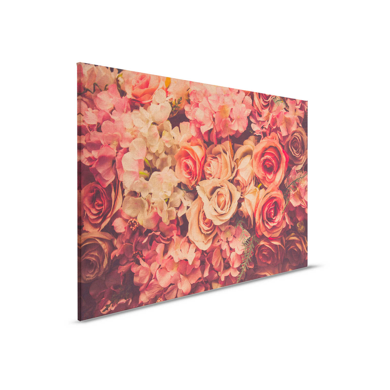             Canvas met romantisch rozenmotief in linnenlook - 0,90 m x 0,60 m
        