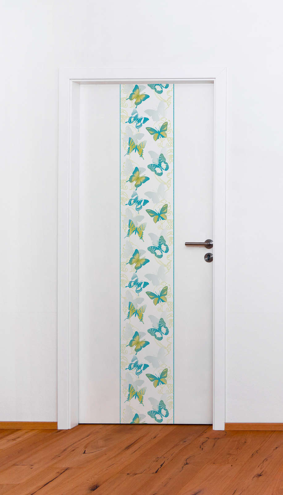             Butterfly wallpaper for Nursery - blue, yellow, white
        